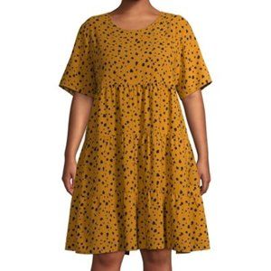 Cheetah Dot Print Short Sleeve Tiered Dress